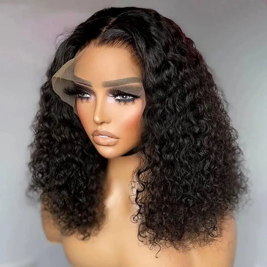 13x4 Short Curly Bob Wig Wet And Wavy Deep Wave Wig 200 Density Malaysian Lace Front Human Hair Wigs For Women 4x4 Closure Wig