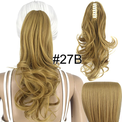 TOPREETY Synthetic Hair Heat Resistant Synthetic Hair Fiber 90gr Wavy Claw Clip in/on Ponytail Extensions CP-222