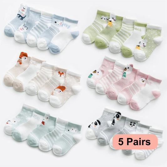 5Pairs/lot 0-2Y Infant Baby Socks Baby Socks for Girls Cotton Mesh Cute Newborn Boy Toddler Socks Baby Clothes Accessories