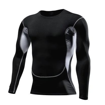 Mens Sport Top for Fitness T-shirt Bodybuilding Compression Shirt Gym Running Tight Rashguard Jogging Sweatshirt Dry Fit Clothes