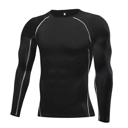 Mens Sport Top for Fitness T-shirt Bodybuilding Compression Shirt Gym Running Tight Rashguard Jogging Sweatshirt Dry Fit Clothes