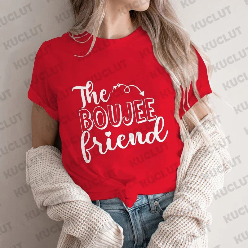 Funny Graphic Print T-shirt for Women Girls Weekend Party Tops Matching Bestie Drinking Ladies Best Friend Tees Female Clothing