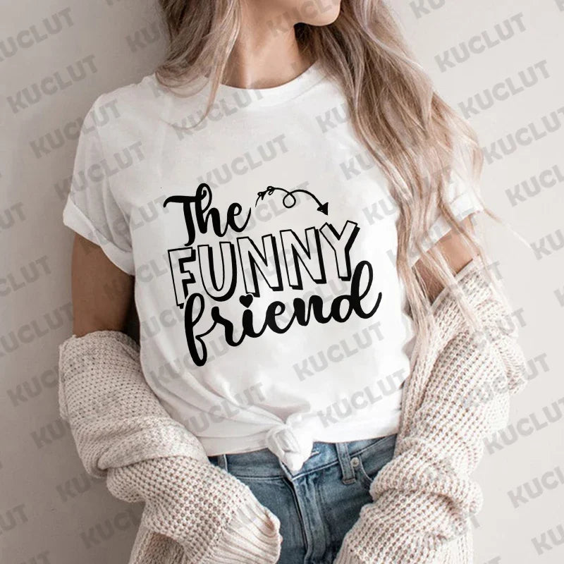 Funny Graphic Print T-shirt for Women Girls Weekend Party Tops Matching Bestie Drinking Ladies Best Friend Tees Female Clothing