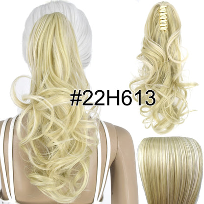 TOPREETY Synthetic Hair Heat Resistant Synthetic Hair Fiber 90gr Wavy Claw Clip in/on Ponytail Extensions CP-222