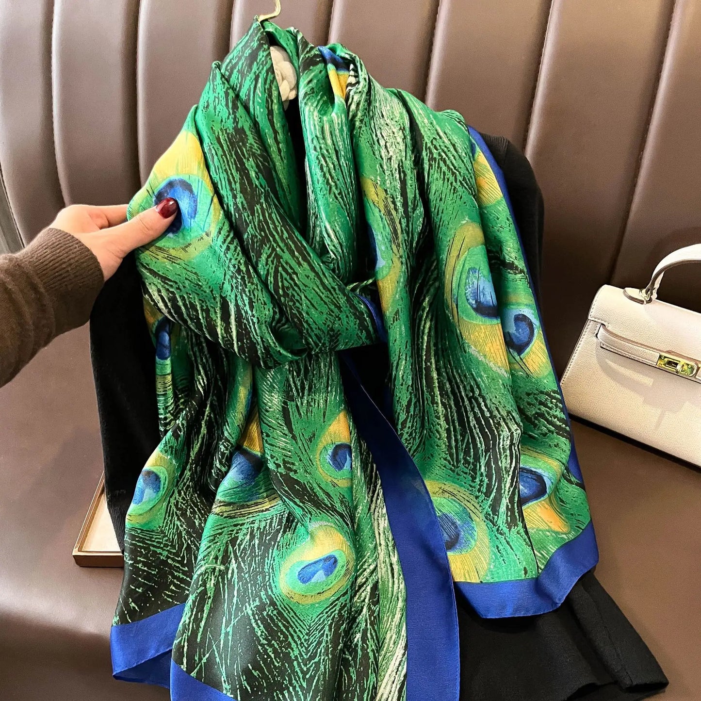 Luxury Brand Large Silk Soft Scarf Women Stylish Print Long Shawl Handkerchief Summer Elegant Travel Wrap Hot 90*180cm