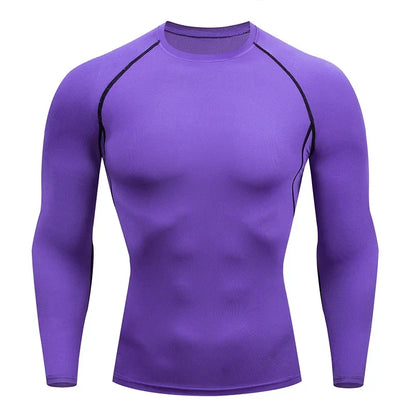 Mens Sport Top for Fitness T-shirt Bodybuilding Compression Shirt Gym Running Tight Rashguard Jogging Sweatshirt Dry Fit Clothes