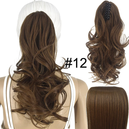 TOPREETY Synthetic Hair Heat Resistant Synthetic Hair Fiber 90gr Wavy Claw Clip in/on Ponytail Extensions CP-222