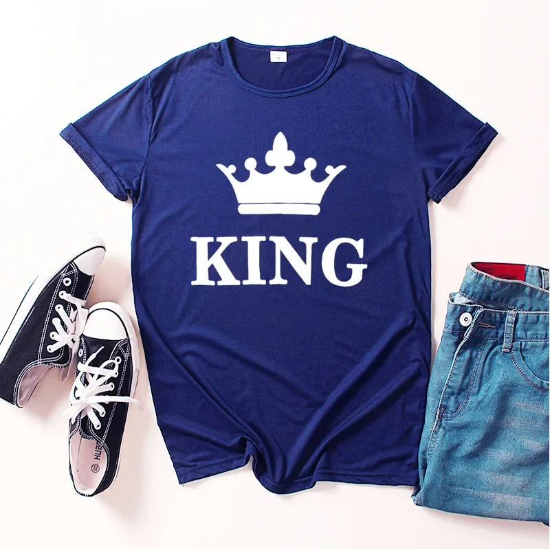 New Crown King Queen T-shirt for Men and Women Tshirts  Graphic T Shirts Clothing Oversized Tshirt  Harajuku  Women Clothes