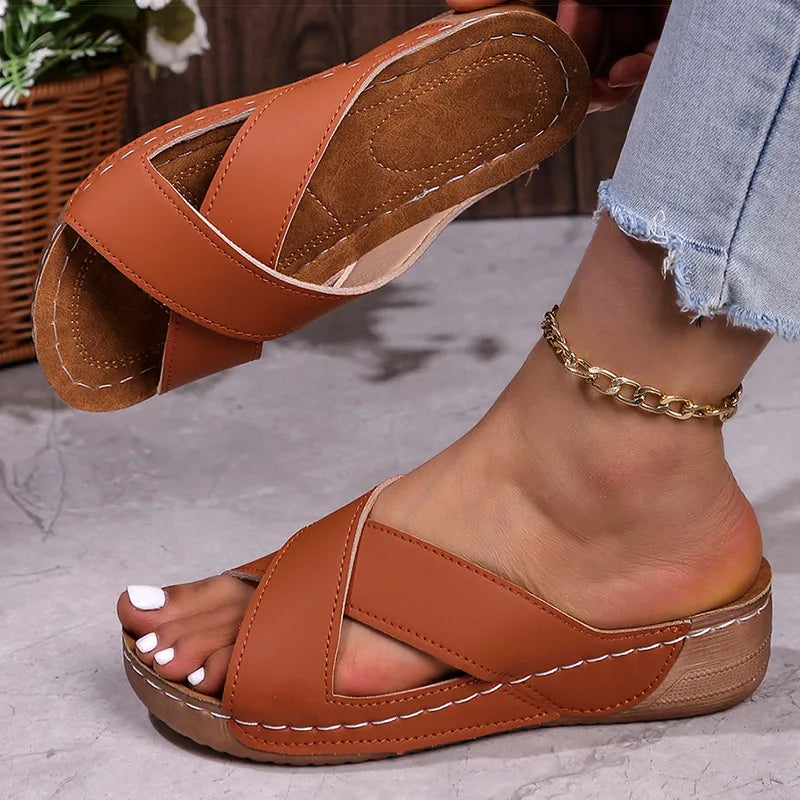 Women Sandals Peep Toe Summer Sandals With Wedge Heels Summer Shoes Women Slippers Elegant Heeled Zapatos Mujeres Heels Sandals