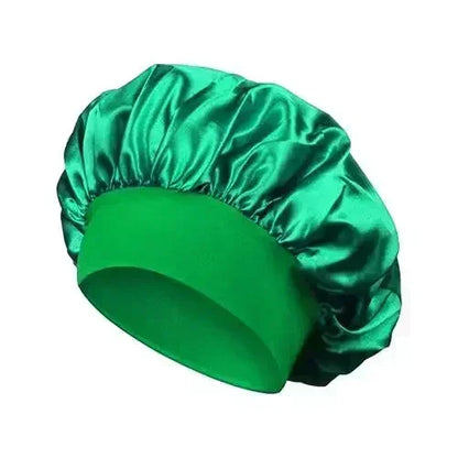 High Elastic Satin Solid Wide-brimmed Sleeping Hat Unisex Head Wrap Elastic Band Cap Hair Care Bonnet Night Sleeping Hat