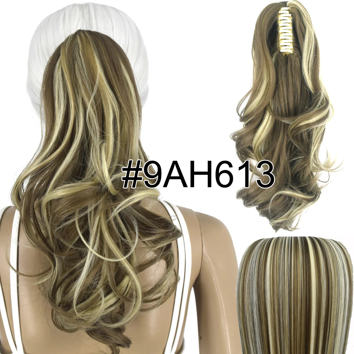 TOPREETY Synthetic Hair Heat Resistant Synthetic Hair Fiber 90gr Wavy Claw Clip in/on Ponytail Extensions CP-222