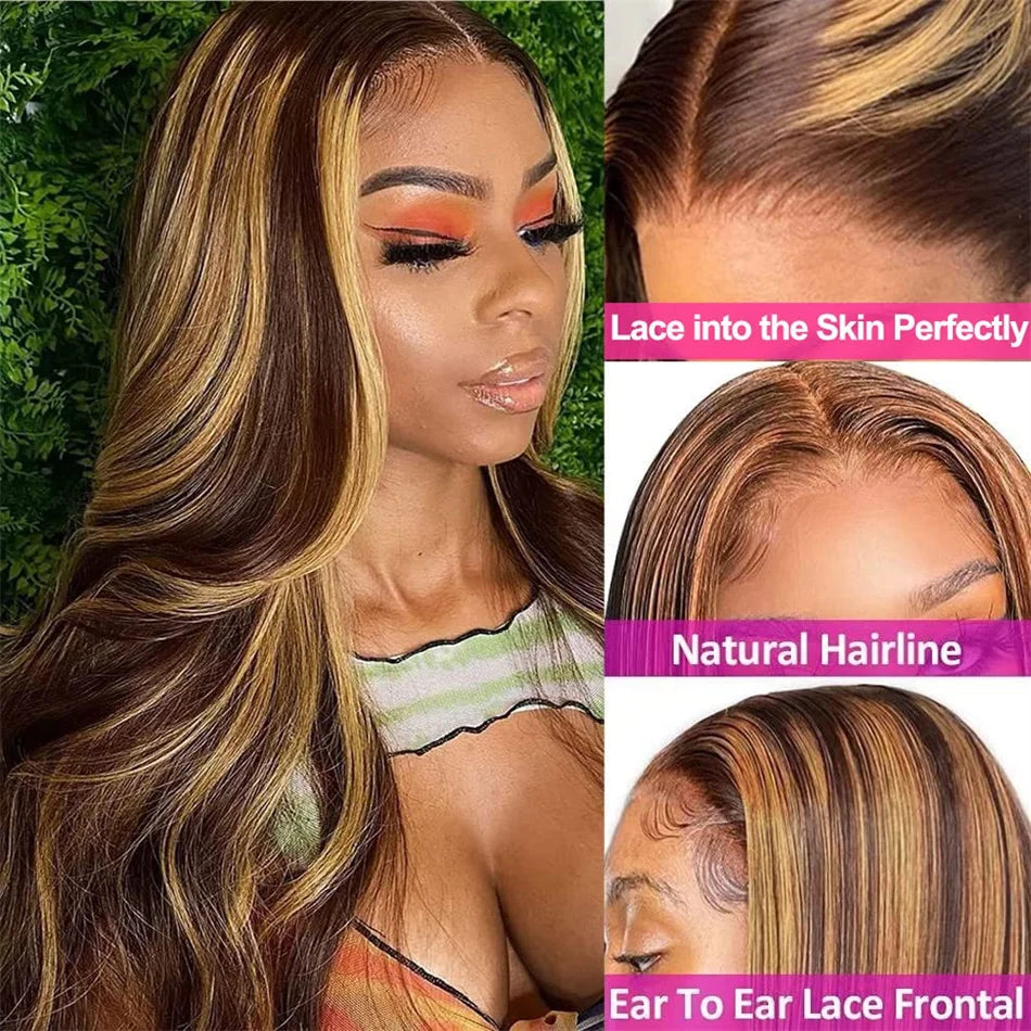 Highlight 100% Human Hair Wigs Pre Plucked Indian 13x6 HD Lace Frontal Wigs Honey Blonde 13x4 HD Lace Front 100% Human Hair Wig