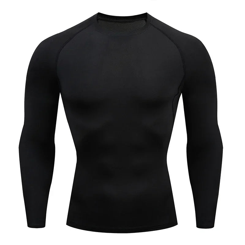 Mens Sport Top for Fitness T-shirt Bodybuilding Compression Shirt Gym Running Tight Rashguard Jogging Sweatshirt Dry Fit Clothes