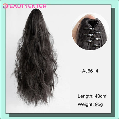 BEAUTYENTER Synthetic Long Curly Hair Band With Grab Clip Ponytail Wig Curly Hair False Ponytail Fluffy Hair Can Be Braided