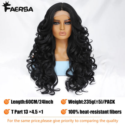 Black Brown Curly Wig Synthetic Lace Front Wigs For Women Blonde Orange Female Lace Wig 13X4.5X1 Cosplay Hair Daily Use