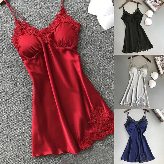 Summer Sexy Lingerie Pajamas Women Sleepwear Nightgowns Silk Satin Ice Silk Thin Halter Suspender Nightdress Night Dresses