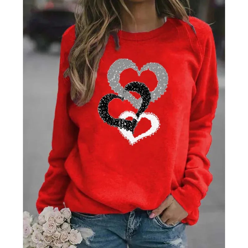 Europe and The United States Autumn and Winter Women's Casual Round Neck Santa Claus Printed Hoodie Clothes  Streetwear Women