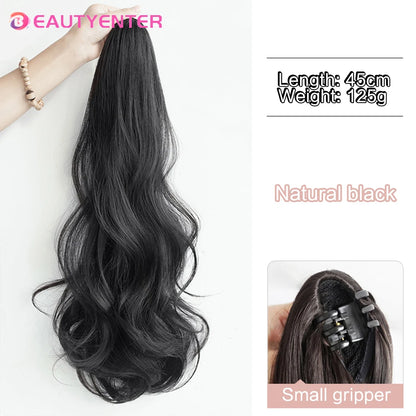 BEAUTYENTER Synthetic Long Curly Hair Band With Grab Clip Ponytail Wig Curly Hair False Ponytail Fluffy Hair Can Be Braided