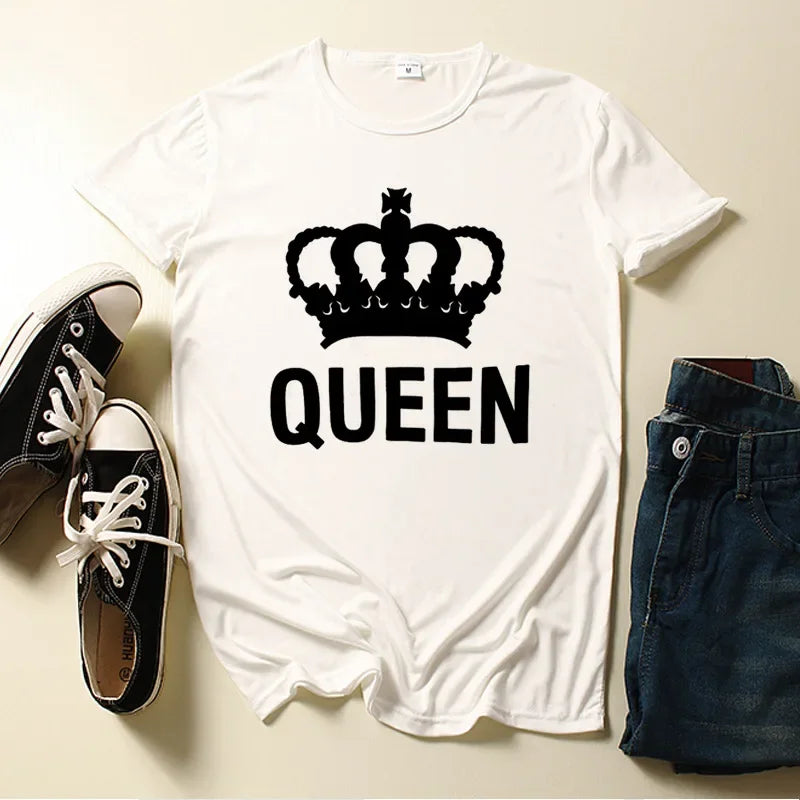 New Crown King Queen T-shirt for Men and Women Tshirts  Graphic T Shirts Clothing Oversized Tshirt  Harajuku  Women Clothes