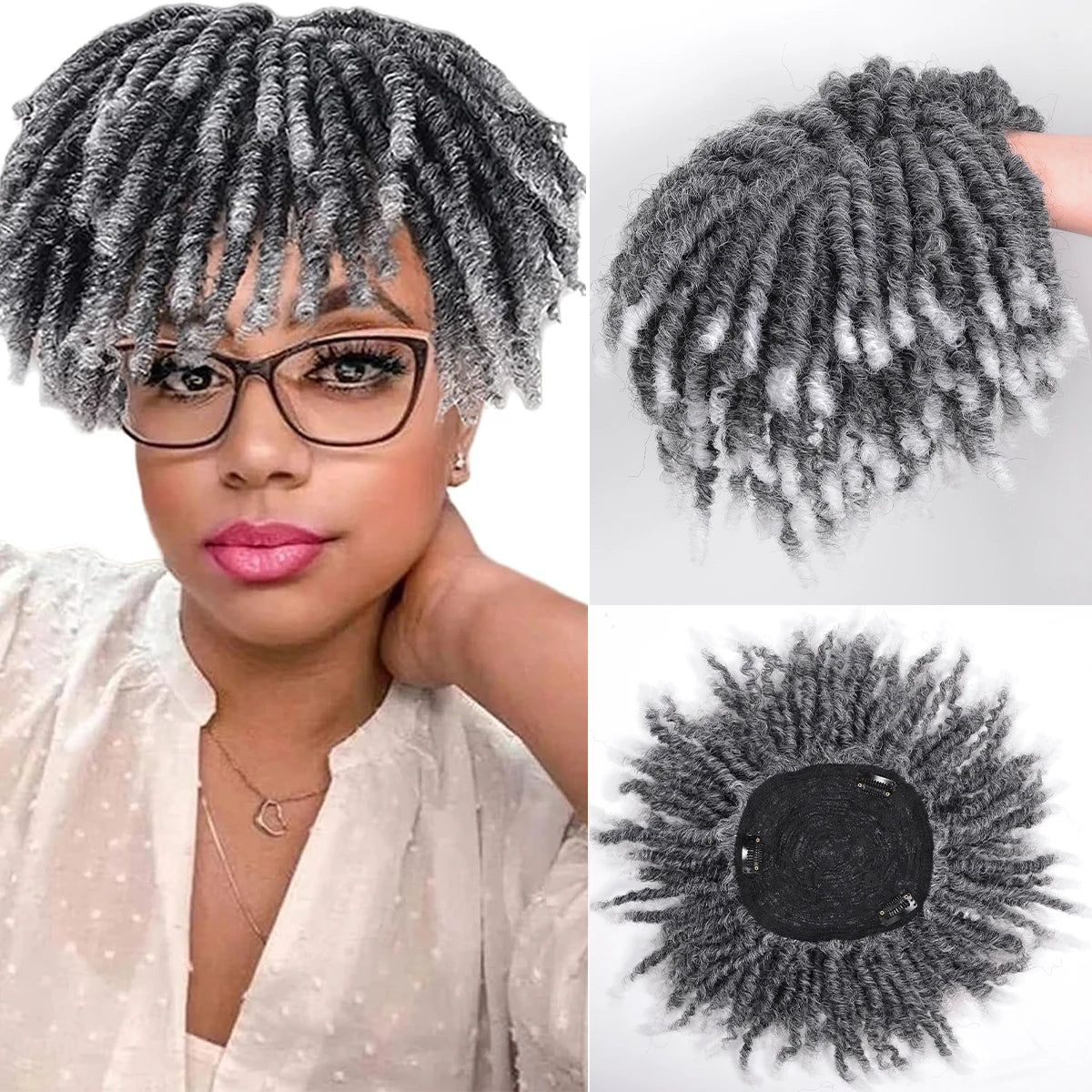 Short Crochet Wigs Synthetic Clips in Hair Toupee Extensions Afro Synthetic Braided Half Wig Dreadlock Hairpieces For Men Women