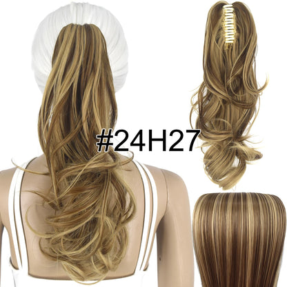 TOPREETY Synthetic Hair Heat Resistant Synthetic Hair Fiber 90gr Wavy Claw Clip in/on Ponytail Extensions CP-222