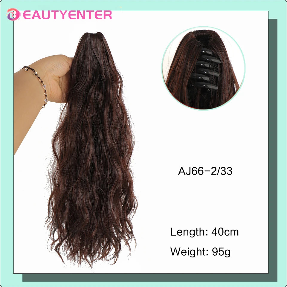 BEAUTYENTER Synthetic Long Curly Hair Band With Grab Clip Ponytail Wig Curly Hair False Ponytail Fluffy Hair Can Be Braided