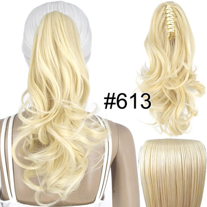 TOPREETY Synthetic Hair Heat Resistant Synthetic Hair Fiber 90gr Wavy Claw Clip in/on Ponytail Extensions CP-222