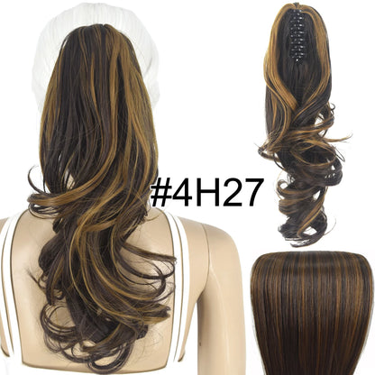 TOPREETY Synthetic Hair Heat Resistant Synthetic Hair Fiber 90gr Wavy Claw Clip in/on Ponytail Extensions CP-222