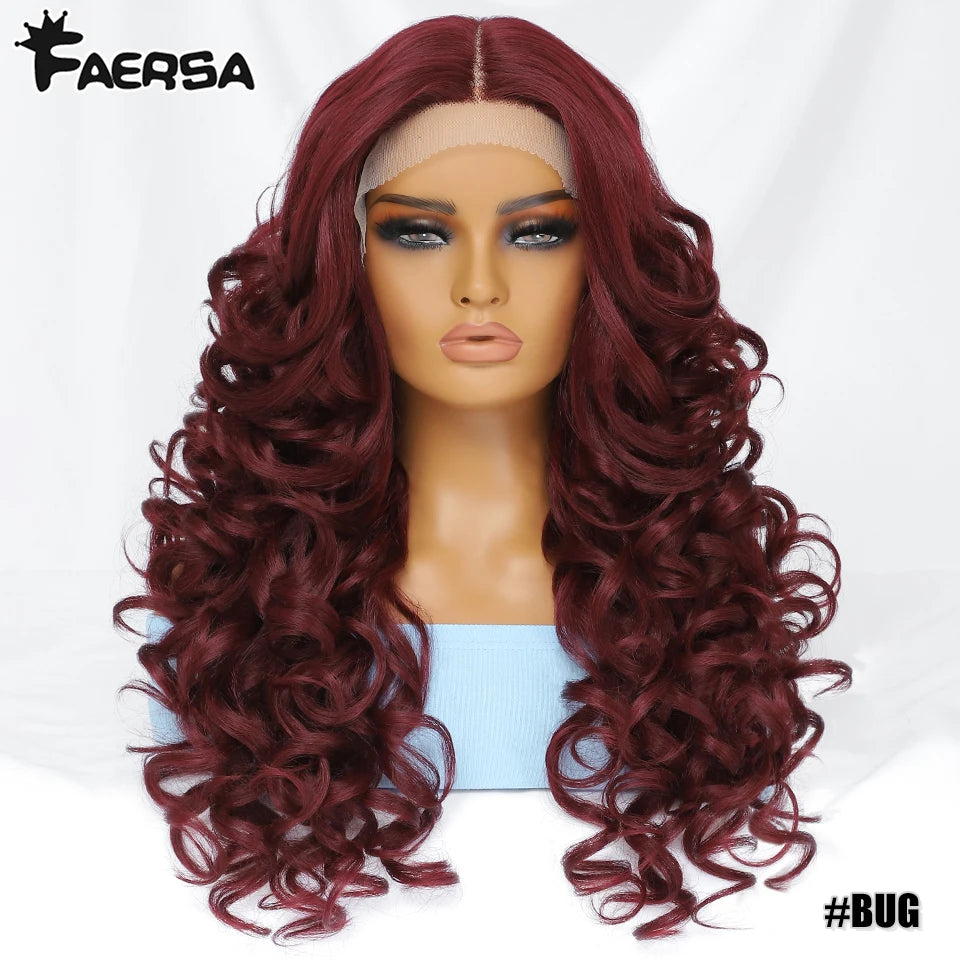 Black Brown Curly Wig Synthetic Lace Front Wigs For Women Blonde Orange Female Lace Wig 13X4.5X1 Cosplay Hair Daily Use