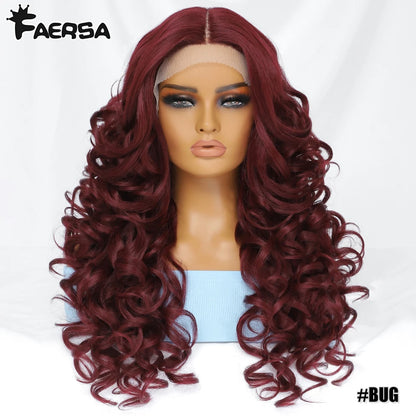 Black Brown Curly Wig Synthetic Lace Front Wigs For Women Blonde Orange Female Lace Wig 13X4.5X1 Cosplay Hair Daily Use