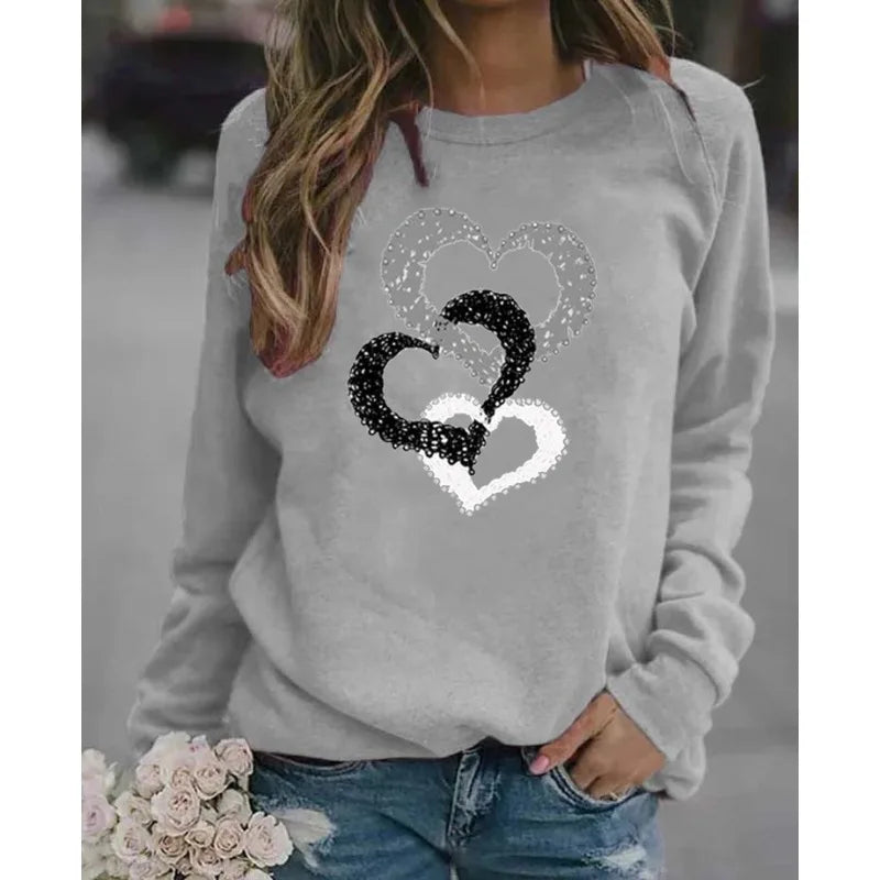 Europe and The United States Autumn and Winter Women's Casual Round Neck Santa Claus Printed Hoodie Clothes  Streetwear Women