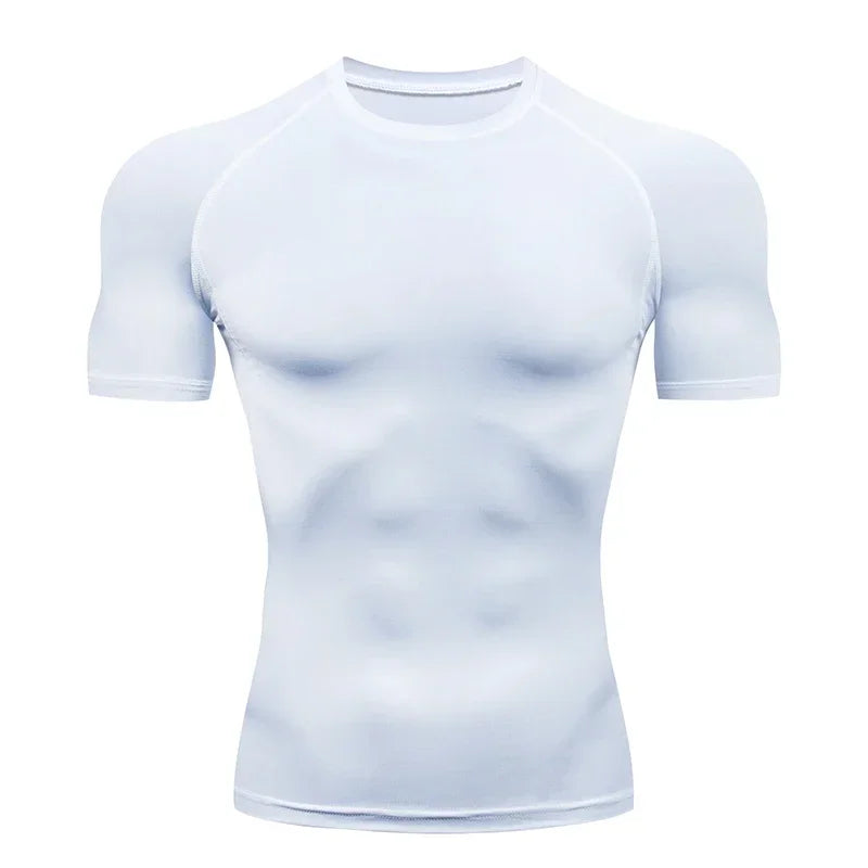 Mens Sport Top for Fitness T-shirt Bodybuilding Compression Shirt Gym Running Tight Rashguard Jogging Sweatshirt Dry Fit Clothes