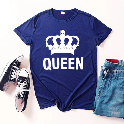 New Crown King Queen T-shirt for Men and Women Tshirts  Graphic T Shirts Clothing Oversized Tshirt  Harajuku  Women Clothes