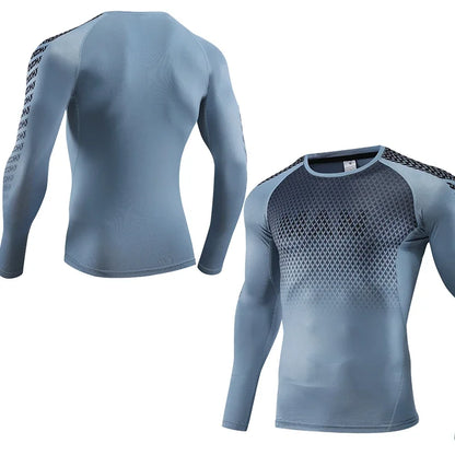 Mens Sport Top for Fitness T-shirt Bodybuilding Compression Shirt Gym Running Tight Rashguard Jogging Sweatshirt Dry Fit Clothes