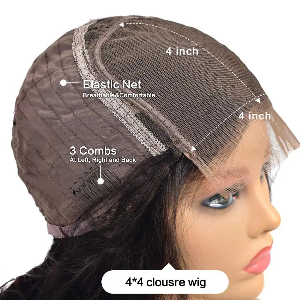 Loose Wave 4x4 Lace Closure Bob Wig Pre Plucked 180 Density Body Wave Short Bob Human Hair Wigs 4x4 Lace Frontal Closure Wig