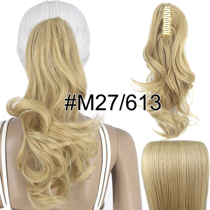 TOPREETY Synthetic Hair Heat Resistant Synthetic Hair Fiber 90gr Wavy Claw Clip in/on Ponytail Extensions CP-222