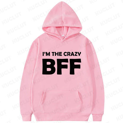 Woman Sweatshirts Sweet Korean O-neck Pullovers Autumn Winter Hoodies Crazy BFF Funny Gift Best Friends Birthday Womens Clothing