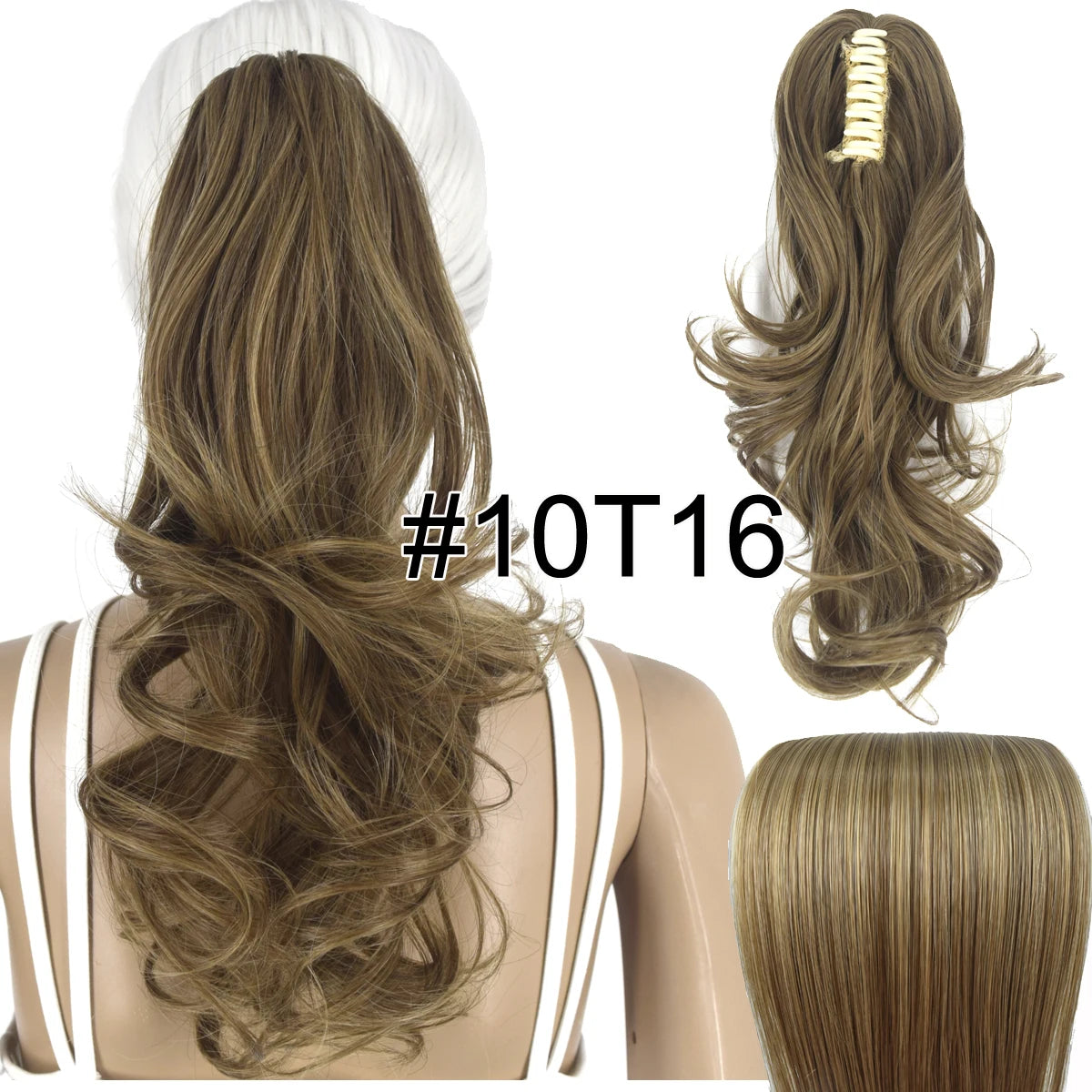 TOPREETY Synthetic Hair Heat Resistant Synthetic Hair Fiber 90gr Wavy Claw Clip in/on Ponytail Extensions CP-222