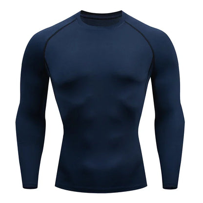 Mens Sport Top for Fitness T-shirt Bodybuilding Compression Shirt Gym Running Tight Rashguard Jogging Sweatshirt Dry Fit Clothes