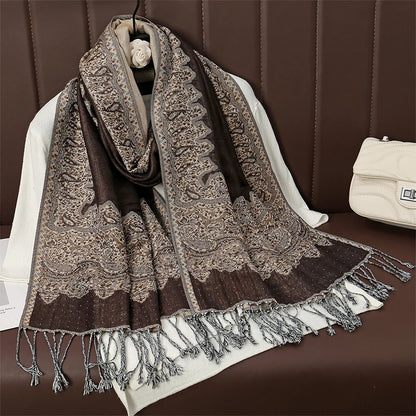 Luxury Brand Autumn Cashmere Pashmina Shawl Lady Wrap Warm Winter Scarves Design Print Female Foulard Cotton Stoles Scarf 2023