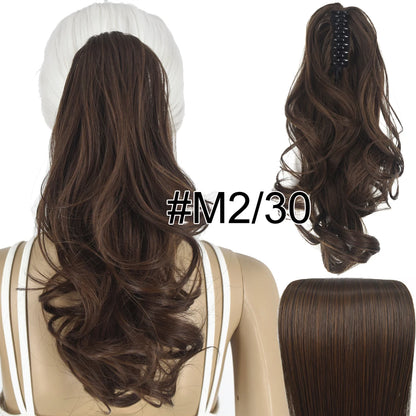 TOPREETY Synthetic Hair Heat Resistant Synthetic Hair Fiber 90gr Wavy Claw Clip in/on Ponytail Extensions CP-222