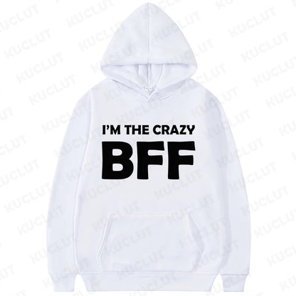 Woman Sweatshirts Sweet Korean O-neck Pullovers Autumn Winter Hoodies Crazy BFF Funny Gift Best Friends Birthday Womens Clothing