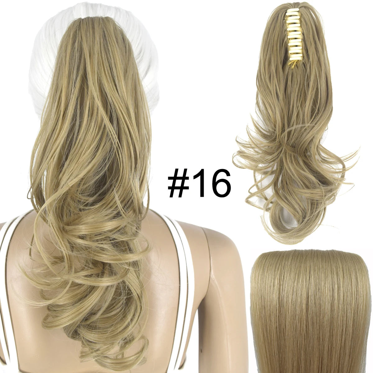 TOPREETY Synthetic Hair Heat Resistant Synthetic Hair Fiber 90gr Wavy Claw Clip in/on Ponytail Extensions CP-222