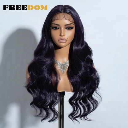 FREEDOM Synthetic Lace Front Wigs For Women  26“ Highlight Honey Brown Body Wave Wig Ombre Blonde Lace Wig Synthetic Cosplay Wig