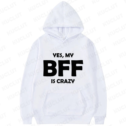 Woman Sweatshirts Sweet Korean O-neck Pullovers Autumn Winter Hoodies Crazy BFF Funny Gift Best Friends Birthday Womens Clothing