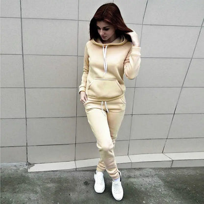 Women 2 Piece Set OutfitSolid Women Tracksuit Casual Hoodies Sweatshirt Pant Set Lounge Wear Sport Suit  Autumn Winter Clothes