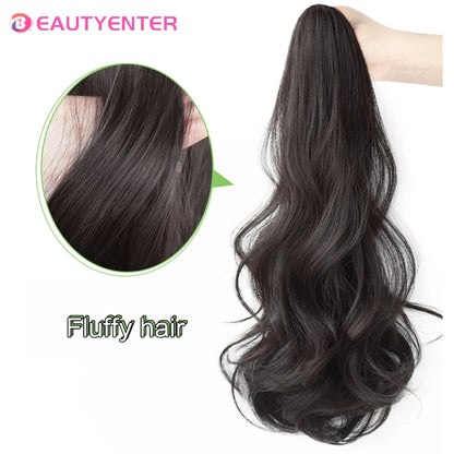 BEAUTYENTER Synthetic Long Curly Hair Band With Grab Clip Ponytail Wig Curly Hair False Ponytail Fluffy Hair Can Be Braided