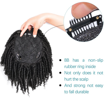 Short Crochet Wigs Synthetic Clips in Hair Toupee Extensions Afro Synthetic Braided Half Wig Dreadlock Hairpieces For Men Women