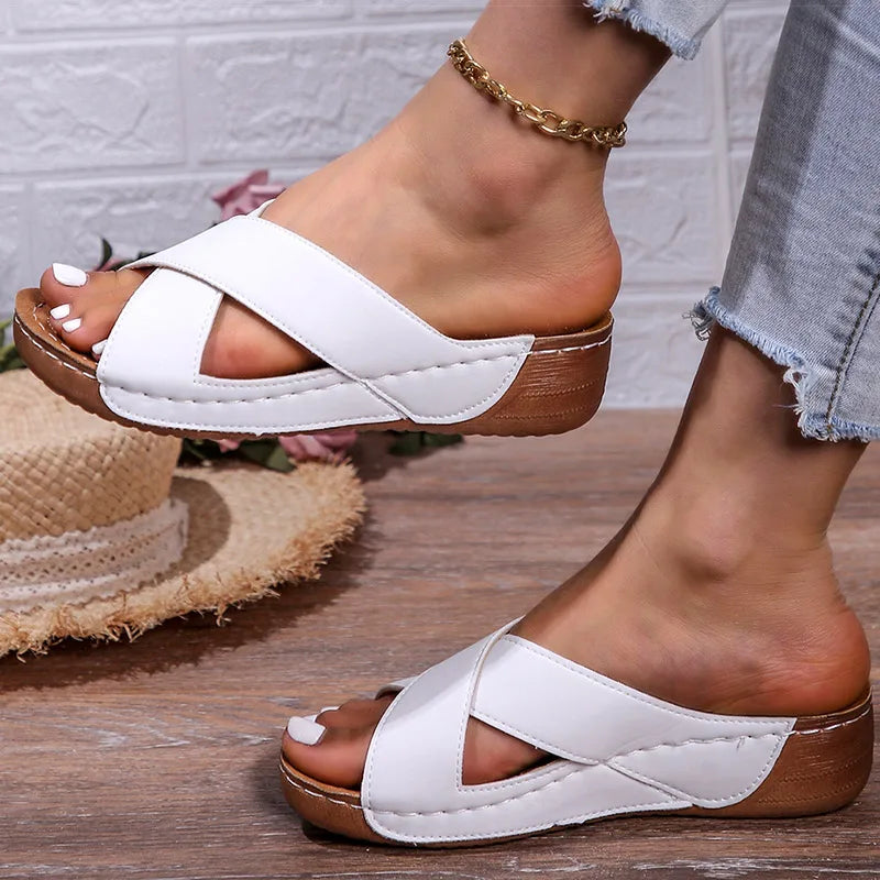 Women Sandals Peep Toe Summer Sandals With Wedge Heels Summer Shoes Women Slippers Elegant Heeled Zapatos Mujeres Heels Sandals