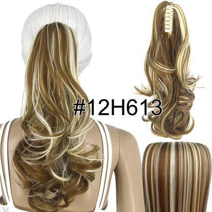 TOPREETY Synthetic Hair Heat Resistant Synthetic Hair Fiber 90gr Wavy Claw Clip in/on Ponytail Extensions CP-222